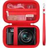 Supmay Custodia per fotocamera Panasonic LUMIX DC-TZ99E-K/DC-TZ300E, fotocamera compatta da viaggio con zoom/LX10 TZ200D TZ200 TZ80D TZ80 TZ100 TZ70 TZ60, custodia protettiva con tasca in rete, Rosso