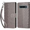 KENHONER Custodia per Samsung Galaxy S10 Plus Cover, Grigio | Portafoglio in Pelle PU Retro, Antiurto Flip, Slot per Schede, Funzione Stand, Chiusura Magnetica