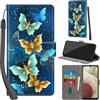 Haninsuze Cover per Samsung Galaxy A12/M12 Custodia Cover Pelle Libro Portafoglio con Porta Carte Magnetica Protezione Antiurto Cuoio Flip Case Custodia Cover per Samsung A12, farfalla dorata