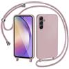 AOMYKE Cover per Samsung Galaxy A54 5G con Cordino, Custodia con Laccio Collana Tracolla Collo Liquido Silicone Antiurto TPU Antiurto AntiGraffio Case - Rosa