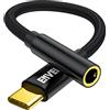 ENVEL Adattatore jack per cuffie da USB C a 3,5 mm, tipo C a 3,5 mm, cavo audio stereo DAC compatibile con Huawei P50/P40 Mate 40/30 Pro/Pixel 6/5/4/XL/Samsung Galaxy S22/S21/S20/S20+/S10/S9/Note10 Nero