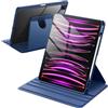 JETech Custodia Rotante per iPad Pro 12,9 Pollici (2022/2021/2020/2018) con Portapenne, Protezione con Rotazione a 360 Gradi Supporto Cover Chiaro Retro, Auto Svegliati/Sonno (Navy)