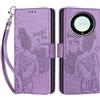 SIENIANLINE Cover per Honor X9A 5G custodia portafoglio Viola | 3 scomparti carte, 1 tasca banconote, Chiusura magnetica, Supporto, Pelle PU flip cover per Honor Magic5 Lite