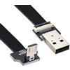 NFHK Down Angled USB 2.0 Type-A Male to Micro USB 5Pin Male Data Flat Slim FPC Cable for FPV & Disk & Phone 20cm