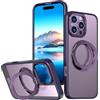 XKchatpt Custodia Magnetica con Anello Ruotabile a 360° Mag-Stand per iPhone 16 ProMax, Cover Rigida in Silicone Antiurto con Supporto ad Anello, Viola