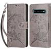 KENHONER Compatibile Cover con Samsung Galaxy S10 Plus,Premium Pelle PU Portafoglio Flip Libro Custodia Cover per Samsung S10 Plus [Protezione Completa] (Grigio Farfalla)