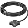 MutecPower 5m Cavo di prolunga USB 2.0 con hub USB a 4 porte e chipset di estensione - Cavo USB attivo maschio a femmina 4-port/Cavo ripetitore 5 metri Nero
