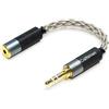 GUCraftsman Cavo adattatore per cuffie portatile da 3,5 mm maschio a femmina bilanciato da 2,5 mm, cavo adattatore per cuffie 6N singolo cristallo argento per lettori audio con porte da 3,5 mm