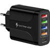 Verdemà Caricatore Multiplo Usb C Prese Usb Multiple 48W 5 Porte 1 PD/QC 3.0 Compatibile con Samsung/Xiaomi/Huawei Smartphone Airpods Caricabatteria Multi USB Alimentatore MultiPresa (NERO)