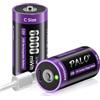 Mspalocell batteria 1,5v c USB-C 1,5V 6000mWh Batteria Ricaricabile Lr14 Litio a Ricarica Rapida 1,5 V con Cavo Ricarica, Autoscarica Bassa, con Spia Ricarica, Ciclo 1500+, Pile 2 Pezzi