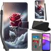 Haninsuze Cover per Motorola Moto E20/E30/E40 Custodia Cover Pelle Libro Portafoglio con Porta Carte Magnetica Protezione Antiurto Cuoio Flip Case Custodia Cover per Motorola E20/E30/E40, Rose