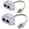 kwmobile 2X Adattatore Cavo di Rete - Sdoppiatore ISDN per Cavo Rete Presa RJ45 - Splitter T Adapter duplicatore 2 Porte con Attacco Rj45 ISDN LAN