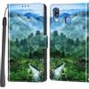 Haninsuze Cover per Samsung Galaxy A40, Portafoglio PU Pelle, Foresta | Interno TPU Antiurto, Anti-Graffio, Fessura per Schede, Supporto Stand, Design Libro, Flip