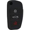 Lage [Portachiave] Guscio Cover Chiave in Silicone per Telecomando Auto Audi 3 tasti (vedere compatibilità nelle foto) A1 A3 A4 A6 A8 TT Q5 Q7 R8 S4 S6 (NERO)