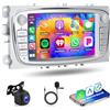 Motorsi Carplay Autoradio per FORD Focus II S-Max Mondeo 9 con Android Auto, 2+64G Android Bluetooth Car Stereo Schermo con GPS/WiFi/RDS/FM/SWC/USB/Mirror Link+AHD/CVBS Telecamera Posteriore + Mic