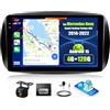 GOHHDL Android 15, 4G+128G GOHHDL Autoradio per Mercedes Benz Smart Forfour Fortwo 453 2014-2022 Carplay Android Auto, Touch Radio da 9 Pollici 2Din con GPS Navi WiFi Bluetooth FM/RDS EQ SWC Retrocamera&MIC
