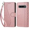 KENHONER Custodia per Samsung Galaxy S10 Plus Cover, Oro rosa | Portafoglio in Pelle PU Retro, Antiurto Flip, Slot per Schede, Funzione Stand, Chiusura Magnetica