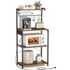 VASAGLE Scaffale da Cucina con Presa Elettrica, Bar Caffèa 4 Ripiani con Uno Regolabile, Supporto per Microonde, Porta Carta da Cucina, 40 x 60 x 140 cm, Marrone Vintage e Nero Inchiostro KKS014K02