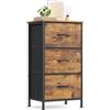 SONGMICS BELLAH Collezione - Cassettiera con 3 Cassetti in Tessuto, Acciaio, MDF, Tessuto Non Tessuto, per Camera da Letto, Armadio, Corridoio e Soggiorno, Marrone Vintage e Nero Inchiostro LGS313BH03