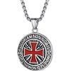 PROSTEEL Collana Uomo Croce Collana Cavalieri Templari Collana con Ciondolo Croce in Acciaio Inossiabile con Confezione Regalo