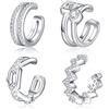CHIC & ARTSY Orecchini a polsino in argento Sterling 925, non forati, finti orecchini per cartilagine elica, vari stili, orecchini a conchiglia, gioielli raffinati per donne e uomini, Argento