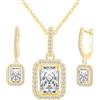 MICMIF Parure Gioielli Donna in Argento 925, Collana Ciondolo Rettangolare in Zircone, Set di Collane e Orecchini Pendenti Pietra zirconia, Gioielli Festa per Mamma Moglie Fidanzata
