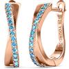 YOURDORA Donna Orecchini a Cerchio Originali in Argento 925 Zirconi Anello Contorto Idea Regalo Gioielli (Oro Rosa - Azzurro)