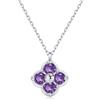PHNIBIRD Collana Donna in Argento Sterling 925 con Ametista con pietre di nascita trefle a 4 foglie ciondolo donna regalo per mamma moglie figlia
