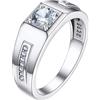 Bandmax Anello Uomo Argento 925, Personalizzato Inciso Anelli Uomo Solitario, Bianco Anello Argento 925 con zirconi, Anelli Misura 08, Anello Regalo per Fidanzamento Papà Amanti