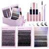WENDY LASHES Kit Ciglia Finte 40D+50D/40D+60D with Bottom+7D Spike Fans, Curl D 10-18mm Mix, Include Bond & Seal, Pinzetta e Spazzolino - Extension Ciglia Individuali Effetto Wispy Naturale