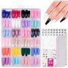 BUTBU Tip Unghie, 288 Pezzi T Unghie Finte, 24 Color Tip Unghie Ricostruzione, Copertura CompletaTips Unghie Long per Salone Manicure, Nail Art Principiante