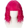 Luxiremi Parrucca rosa brillante da 30,5 cm, corte, lunghezza spalla, riccia, ondulata, Bob con frangia, parrucca sintetica per cosplay, per donne e carnevale