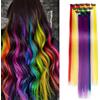 Luxiremi Ciocche di capelli colorate per bambini, 14 pezzi, lunghezza 22 pollici, capelli sintetici, clip per extension colorate da agganciare