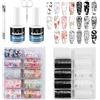 Kalolary Kit Nail Art Foil - Gel Colla per Unghie + Foil Olografiche + Penna Pressa + Forbici - Decorazione Unghie Effetto Laser per Manicure DIY o Salone (20P + Folio colla)