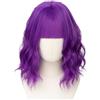 Luxiremi Parrucca viola corta da 30,5 cm, lunghezza spalla, riccia, ondulata, Bob con frangia, parrucca sintetica per cosplay, per donne e carnevale