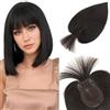 MY-LADY Topper Capelli Veri Donna Frangia Aria Capelli Veri per Volume Istantaneo Nero Naturale 35g Base Lace Leggero