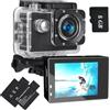 Xilecam Action Cam 1080P con scheda da 32 GB Telecamera Moto, Macchina Fotografica Subacquea impermeabile 40M, Fotocamera Subacquea con 2 x Batterie Ricaricabili e Kit Accessori(Nero)