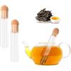 Granvoo 2 Pezzi Filtro Per Te Sfuso, Infusore di Tè Unico, Resistente con Sughero in Vetro Tubi di Vetro Infusore Per Tè con Tappo Sughero per Teiere, Tazze, Bottiglie Infusore Perfetto per Tisane