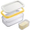Agatige 2 in 1 Piatto Di Plastica per Burro, Scatola Di Burro Burriera Da Frigo Trasparente Dispenser Contenitore Burro Frigo Con Coperchio E Filo Da Taglio per Ermetica per Tutti I Tipi Di Burro