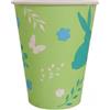 PG EcoAmour Bicchieri verdi per feste, 240 ml, 50 pezzi, con motivo conigli, ecologici e biologici, per bevande calde e fredde, feste di primavera, compleanno e picnic