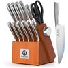 imarku Set Coltelli da Cucina Professionali, 14 Pezzi Coltelli Giapponesi in Acciaio Inossidabile Forgiato, Con Ceppo Coltelli in Legno e Affilatore, Impugnatura Antiscivolo per Cucina Masterchef