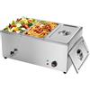 TAIMIKO Bagno Marie elettrico in acciaio inox 220 V scaldavivande professionali commerciali con 3 contenitori per pentole con valvola di svuotamento, controllo della temperatura