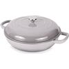 nuovva Casseruola bassa in ghisa con coperchio - casseruola antiaderente, adatta al forno fino a 260 °C - pentola resistente, adatta al forno - pentola smaltata - grigio, 4,7 l, 32 cm