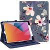 FINTIE Cover compatibile con iPad 10.2 9a generazione 2021/8° genno 2020/7° genno 2019, custodia multiposizione per standby/sveglia automatica protezione degli angoli, fiore ibisco