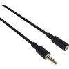 PremiumCord Cavo Jack 3,5 mm 4 Pin, per Trasmissione Audio E Voce, Consente L'Utilizzo di Un Microfono, Cavo Prolunga Audio Cuffia Aux, M/F, Lunghezza 2 m