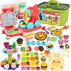 UCAMP 65 Formine per Plastilina,Plastilina Accessori Cucina,Plastilina Strumenti di Modellazione per Bambini,con 12 Vasetti Plastilina,Maniche e Grembiule,Regalo di Compleanno per Bambini