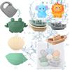 BITOYO Giochi Bagnetto, 16 Pezzi Giocattoli da Bagno per Bambini con Tazza a Cascata Barchette da Bagno Impilabili e Giocattoli Animali Giungla,Giocattolo a Acqua per Bagno, Piscina, Spiaggia