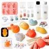 VBACALA 50 PCS Taba Squishy Fluorescente Kit Fai da Te, 150ml Miscela Silicone AB 1:1, Modelli Pasqua con Coniglietti, Pulcini, Carote e Uova, Kit Antistress Luminescente, Regalo Creativo per Bambini
