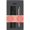 Lamy swift sunset edizione speciale roller - set regalo romantico con roller e custodia in vera pelle - corpo in metallo - larghezza linea B - ricarica roller M 66 B blue inclusa