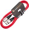 VisioSound Cavo Mic XLR Maschio a Femmina/Microfono bilanciato/Cavo Patch Mic / 7 Colori 2m Rosso